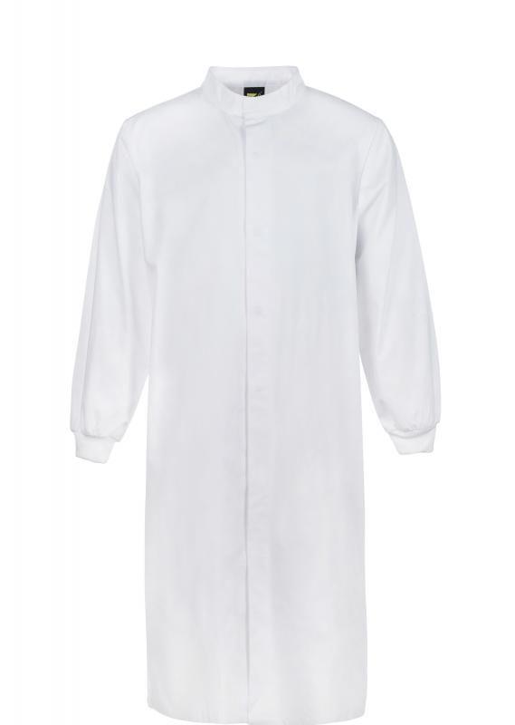 WorkCraft Long Sleeve Dust Coat w Cuff Full Length w Mandarin Collar - White