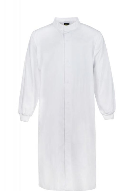 WorkCraft Long Sleeve Dust Coat w Cuff Full Length w Mandarin Collar - White