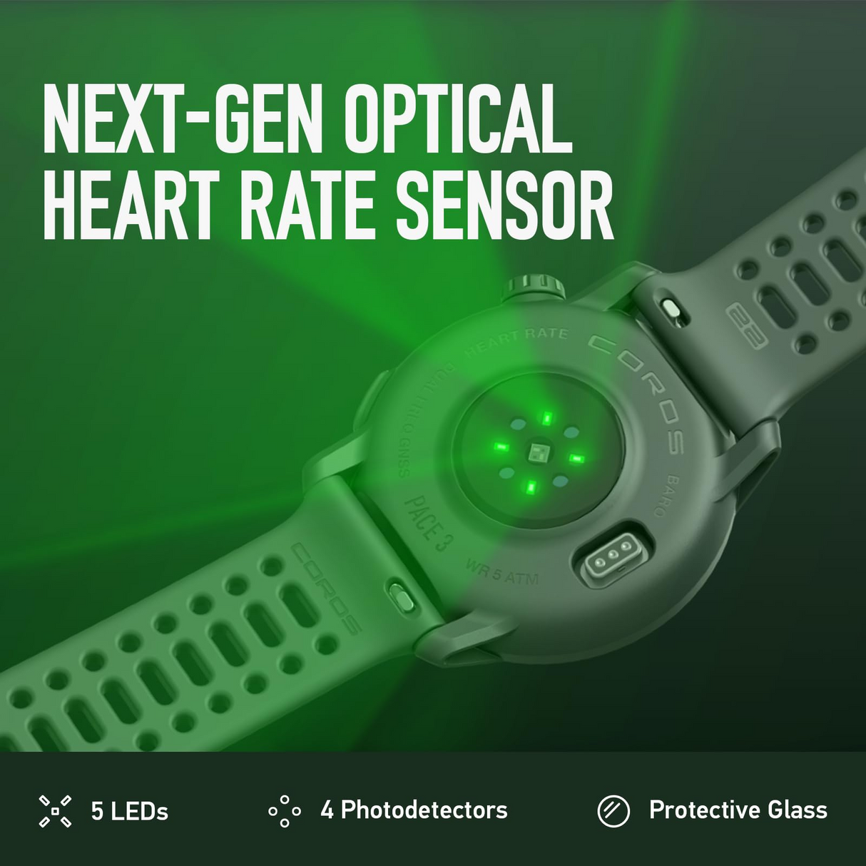 Coros Pace 3 GPS Sport Watch in Chalk with Silicone Band