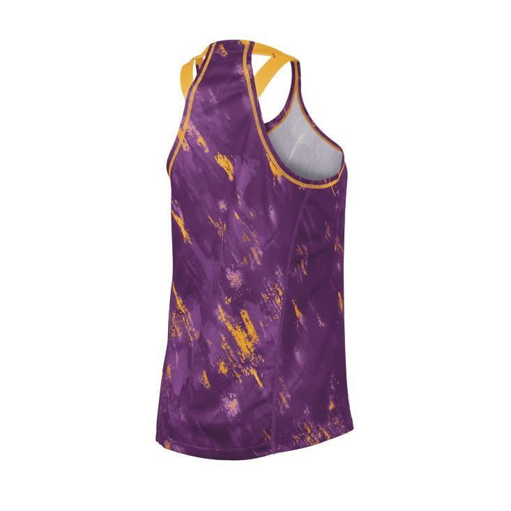 Wilson's Womens Painted Print Mesh Tennis Tank Sleeveless Top - Plum