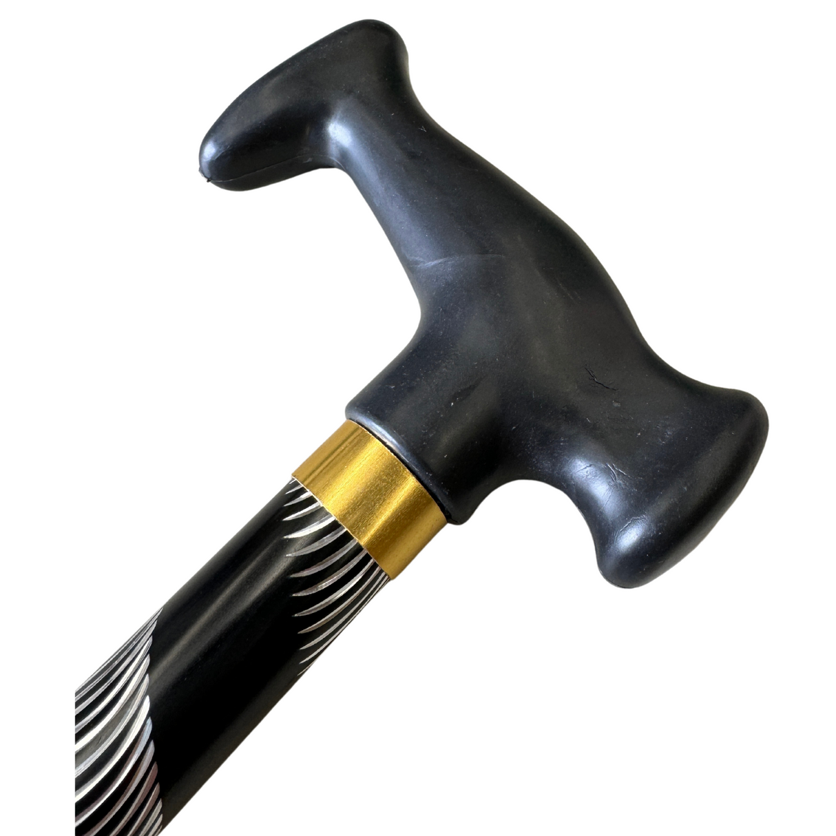 90cm Extra Sturdy Aluminium Walking Stick Pole w Ergonomic Handle - Black/Silver