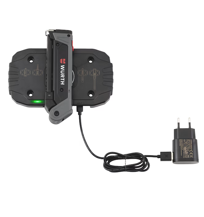 Wurth Cordless LED Handheld Work Lamp ERGOPOWER BEND+ – 700 Lumen, Folding Head, USB Rechargeable