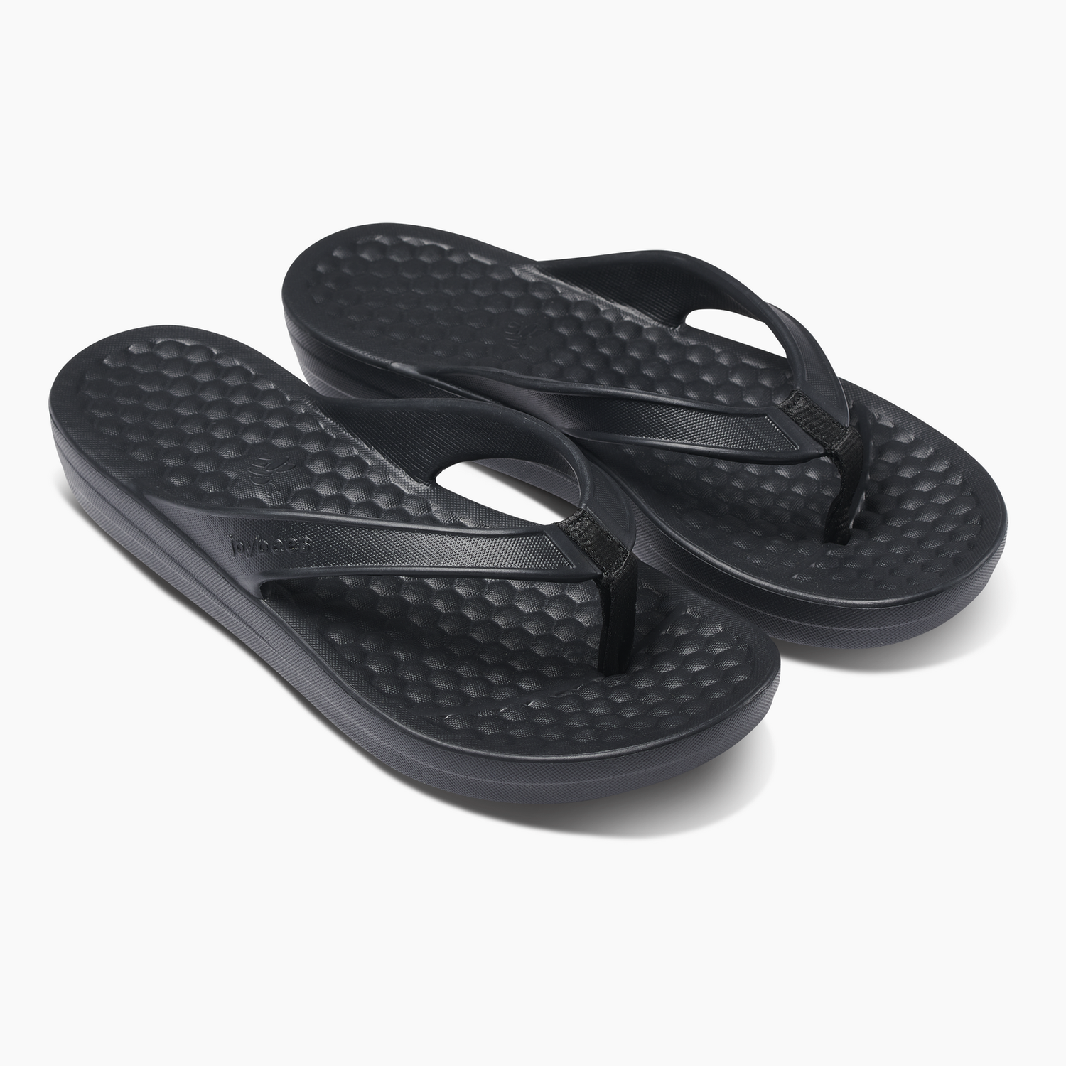 Joybees Womens Varsity Flip Flops Thongs Summer Sandals in Solid Black