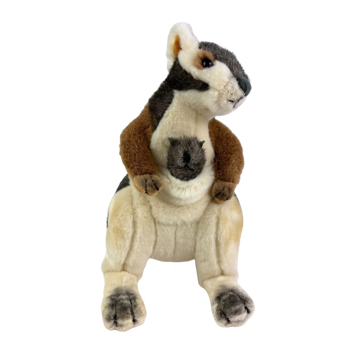 Bocchetta Wattle 30cm Rock Wallaby with Joey Plush Toy (Australian Stuffed Animal Souvenir Gift)