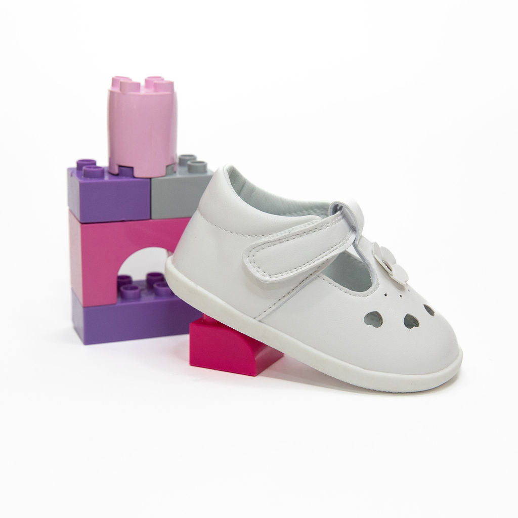 Billycart Lily Girls Barefoot First Walker T-Bar Sandals - White (Baby Mary Jane Shoes)