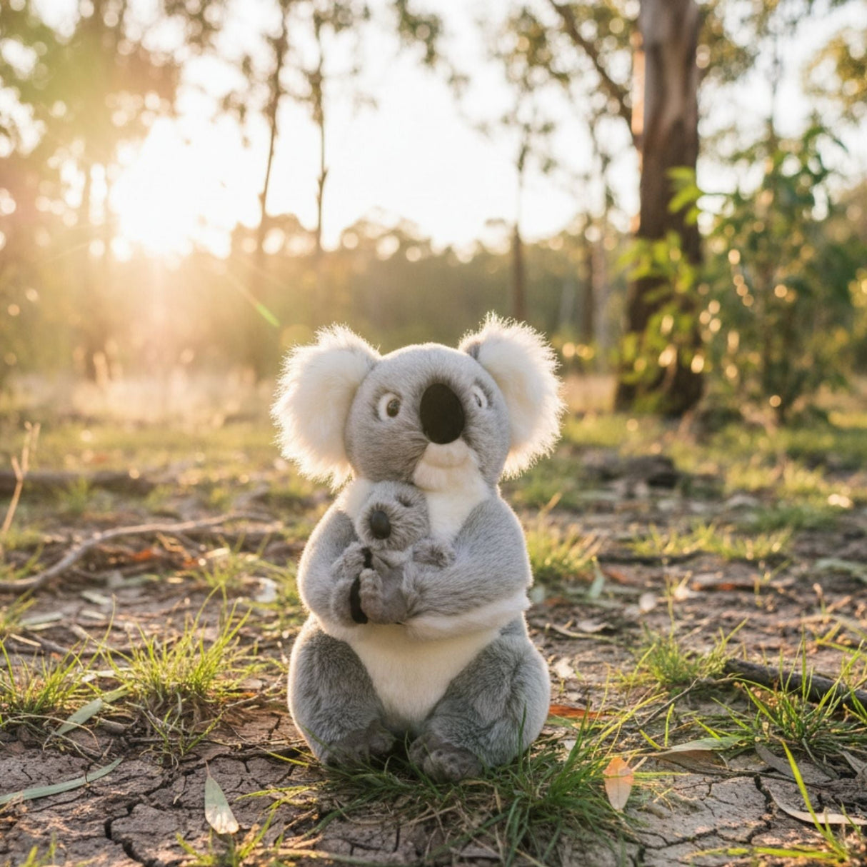 Bocchetta Willow 38cm Koala with Baby Plush Toy - Grey (Australian Stuffed Animal Souvenir Gift)