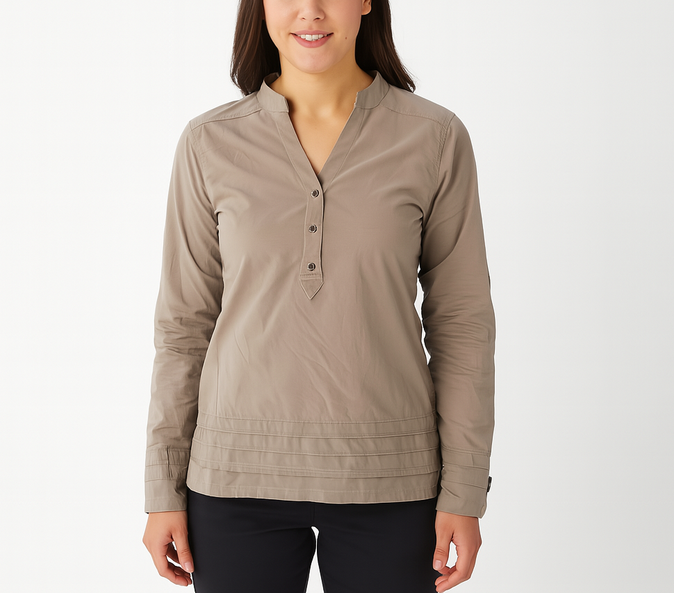 ExOfficio Dryflylite Top T Shirt Long Sleeve Womens T Shirt UV Protection in Acorn