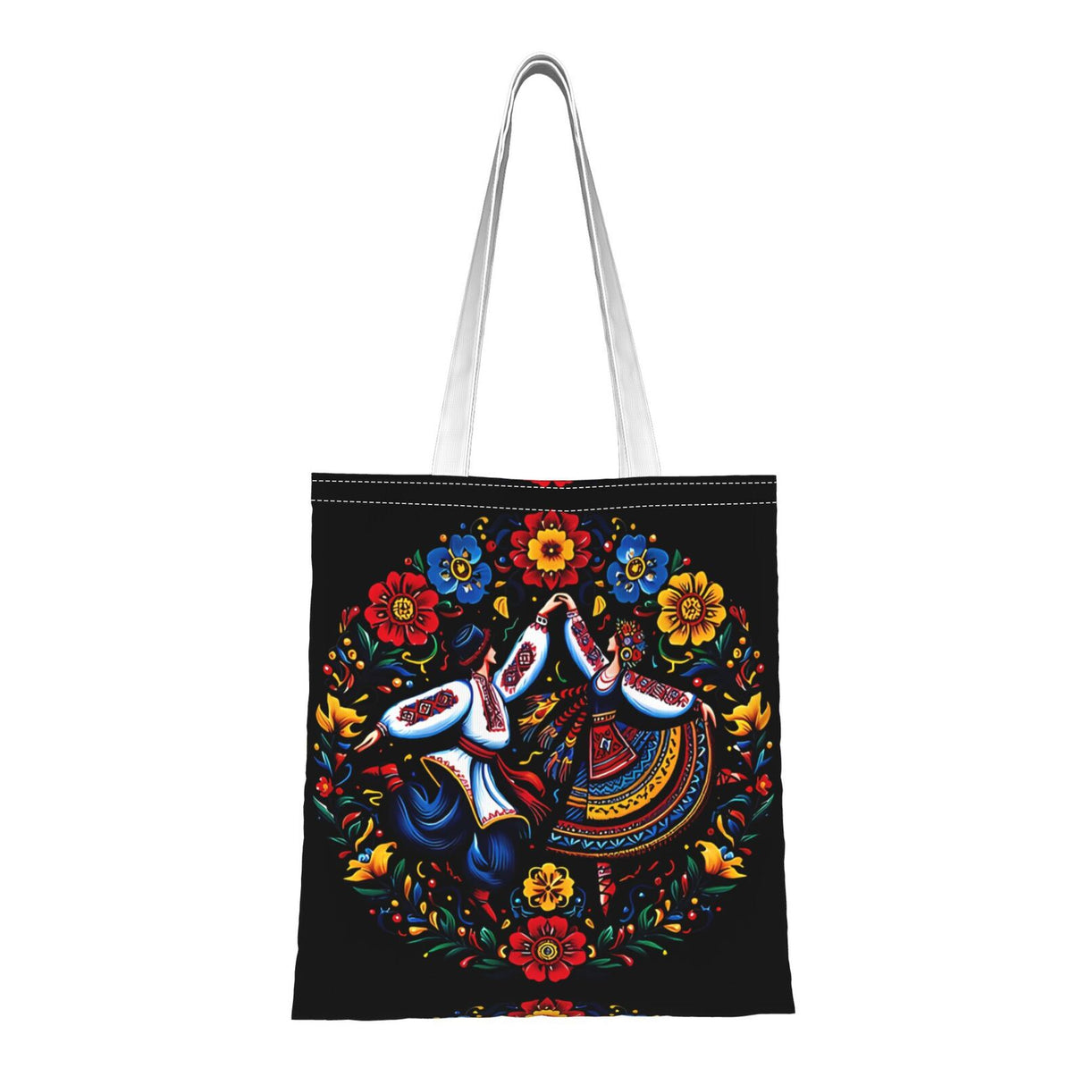 Ukrainian Dance Tote Bag Folk Art Print Reusable Shopping Bag 38x34.5cm