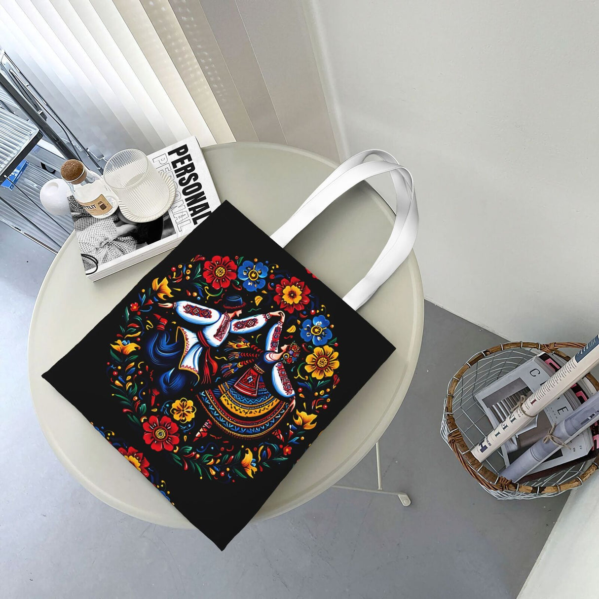 Ukrainian Dance Tote Bag Folk Art Print Reusable Shopping Bag 38x34.5cm