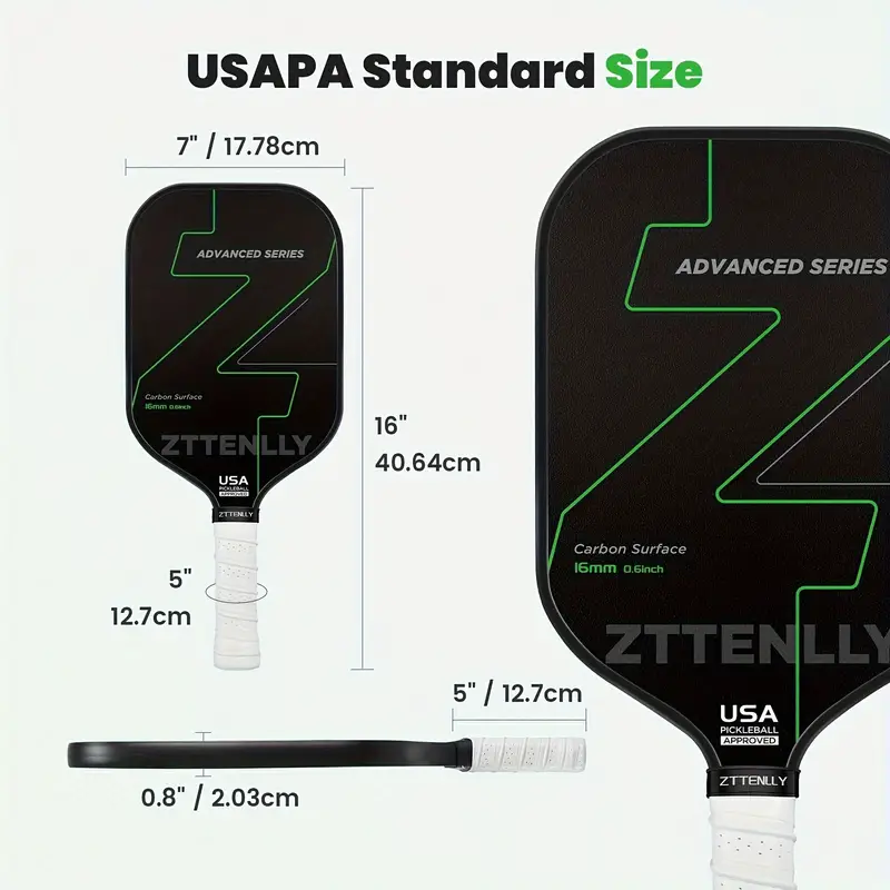 T300 Graphite Carbon Fiber Pickleball Paddle - Green (Racket/Racquets)