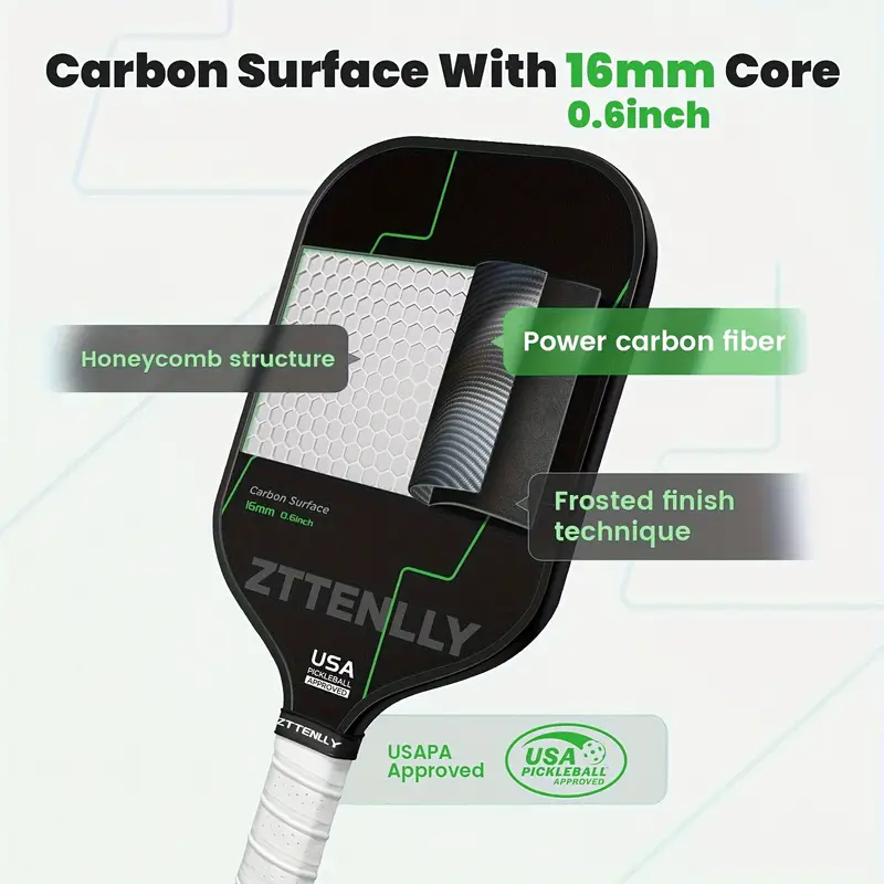 T300 Graphite Carbon Fiber Pickleball Paddle - Green (Racket/Racquets)