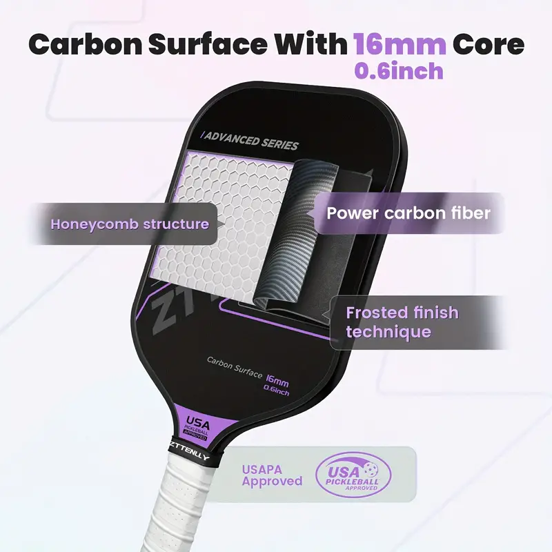 T300 Graphite Carbon Fiber Pickleball Paddles Pickle Ball Racket Racquet - Purple
