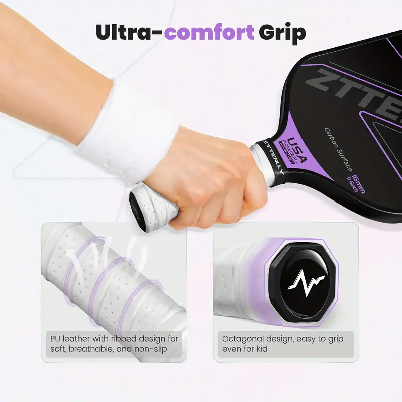 T300 Graphite Carbon Fiber Pickleball Paddles Pickle Ball Racket Racquet - Purple