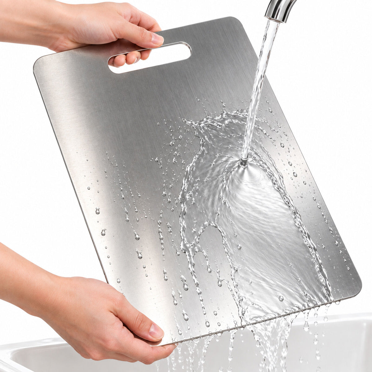 Large Anti-Bacterial Stainless Steel Chopping Board - Mildew-Proof Cutting Board (23x34cm)