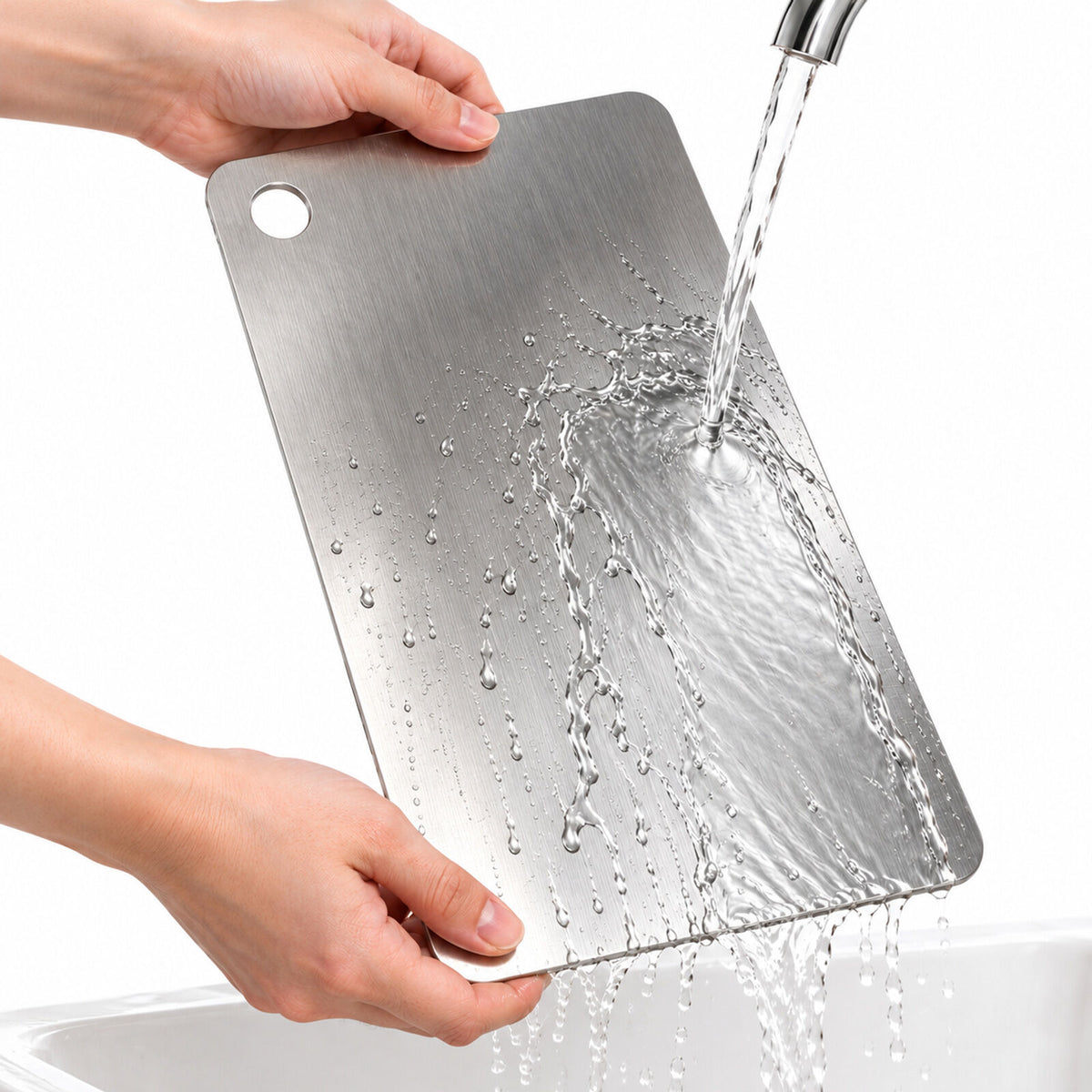 Medium Anti-Bacterial Stainless Steel Chopping Board - Mildew-Proof Cutting Board (20x30cm)