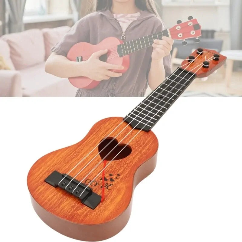 Playable Childrens 44cm Ukulele Toy Guitar w/ Nylon Strings for Beginners