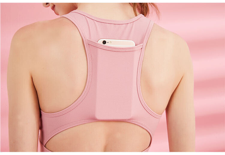 Womens Sports Bra - Pink (Sleeveless Crop Top for Yoga/Gym/Running)