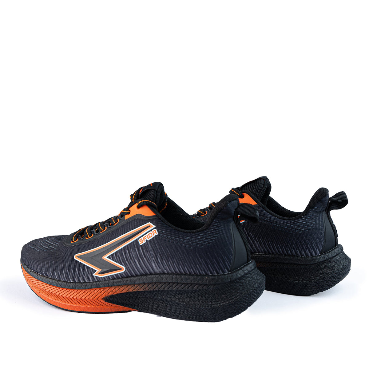 Sfida Zephyr Mens Performance Runners - Black/Dark Orange (Running Shoes/Sneakers)