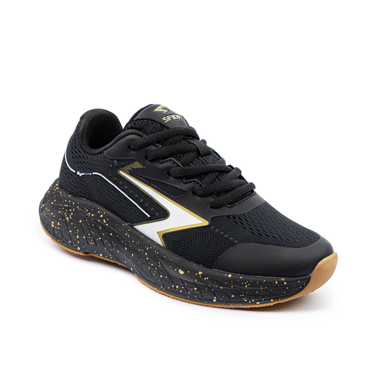 Sfida Zyric Boys Lace Up Runners - Black/Gold (Kids Sneakers/Shoes)