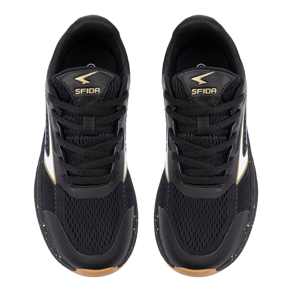 Sfida Zyric Boys Lace Up Runners - Black/Gold (Kids Sneakers/Shoes)