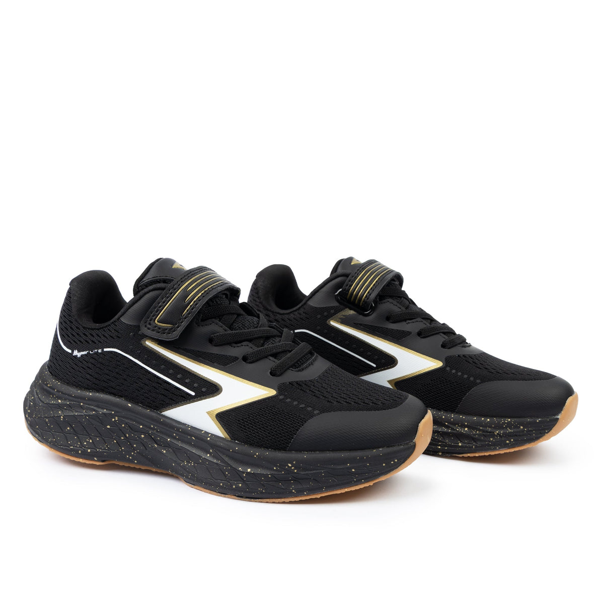 Sfida Zyric Boys V Strap Runners - Black/Gold (Kids Sneakers/Shoes)