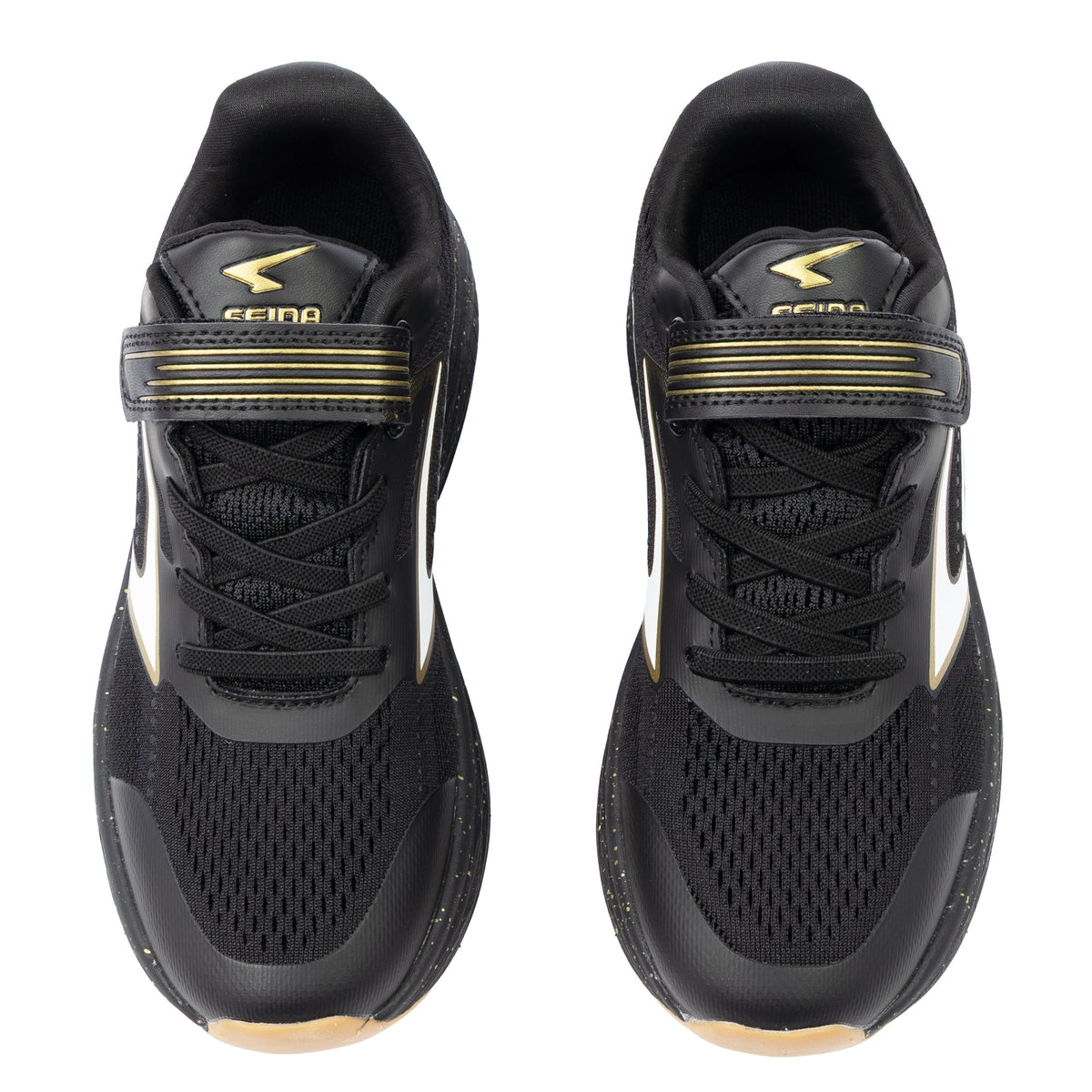 Sfida Zyric Boys V Strap Runners - Black/Gold (Kids Sneakers/Shoes)