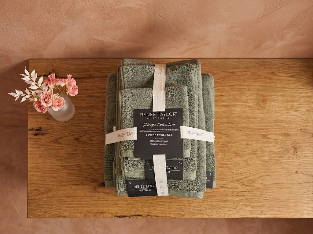 Renee Taylor Aireys 650 GSM Zero Twist Cotton Towels - Agave (Bath, Hand & Face Towel/Bath Sheet & Bath Mat)