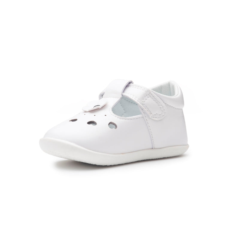 Billycart Lily Girls Barefoot First Walker T-Bar Sandals - White (Baby Mary Jane Shoes)