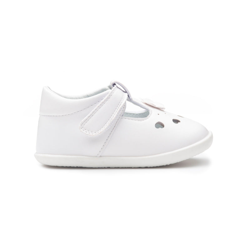Billycart Lily Girls Barefoot First Walker T-Bar Sandals - White (Baby Mary Jane Shoes)