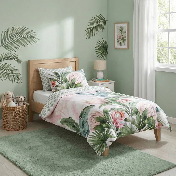 Renee Taylor Gardenia 300TC Cotton Reversible Quilt Cover Set (OEKO-TEX Certified)