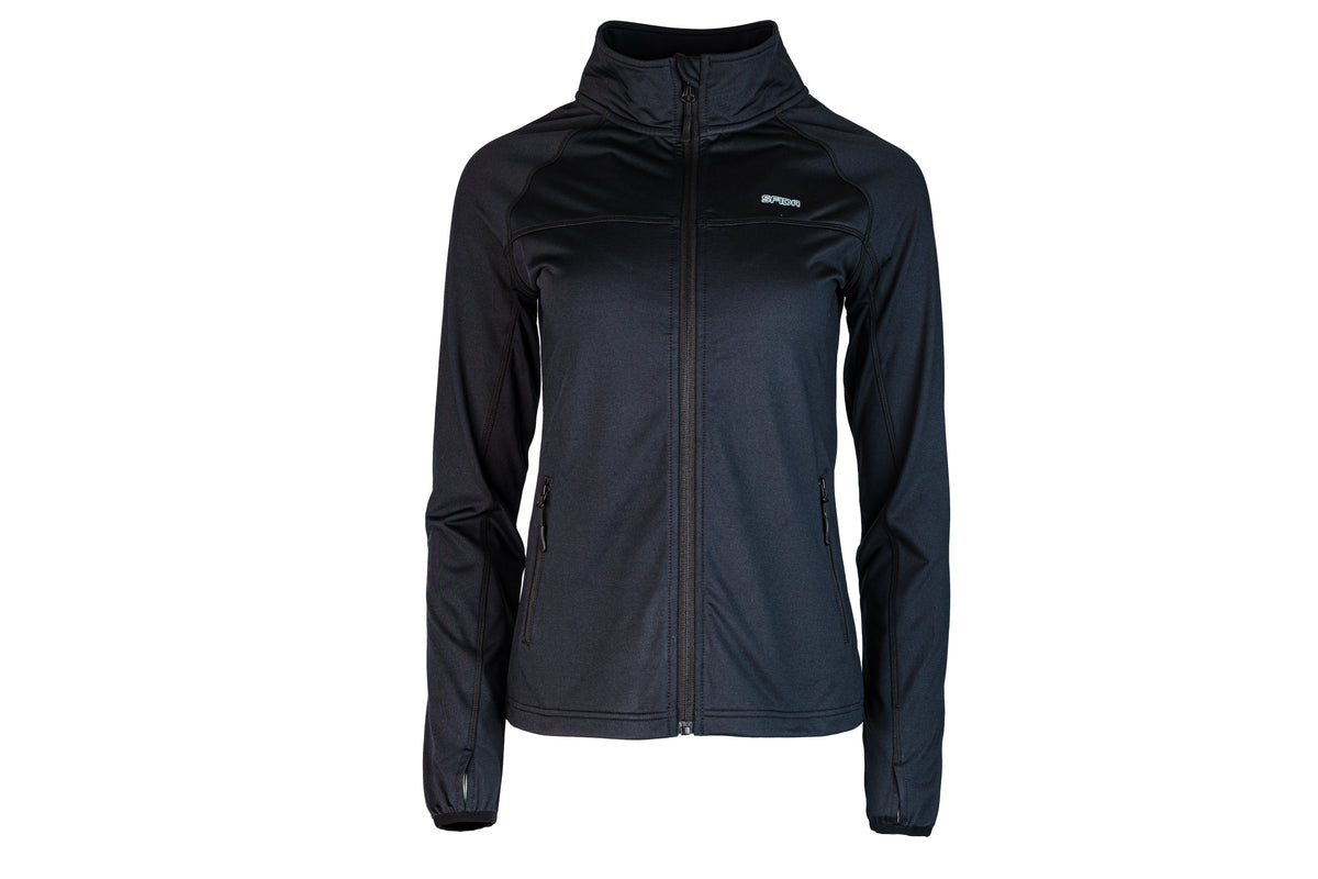 Sfida Primrose Womens Performance Jacket - Black (Reflective Zip Up Activewear)