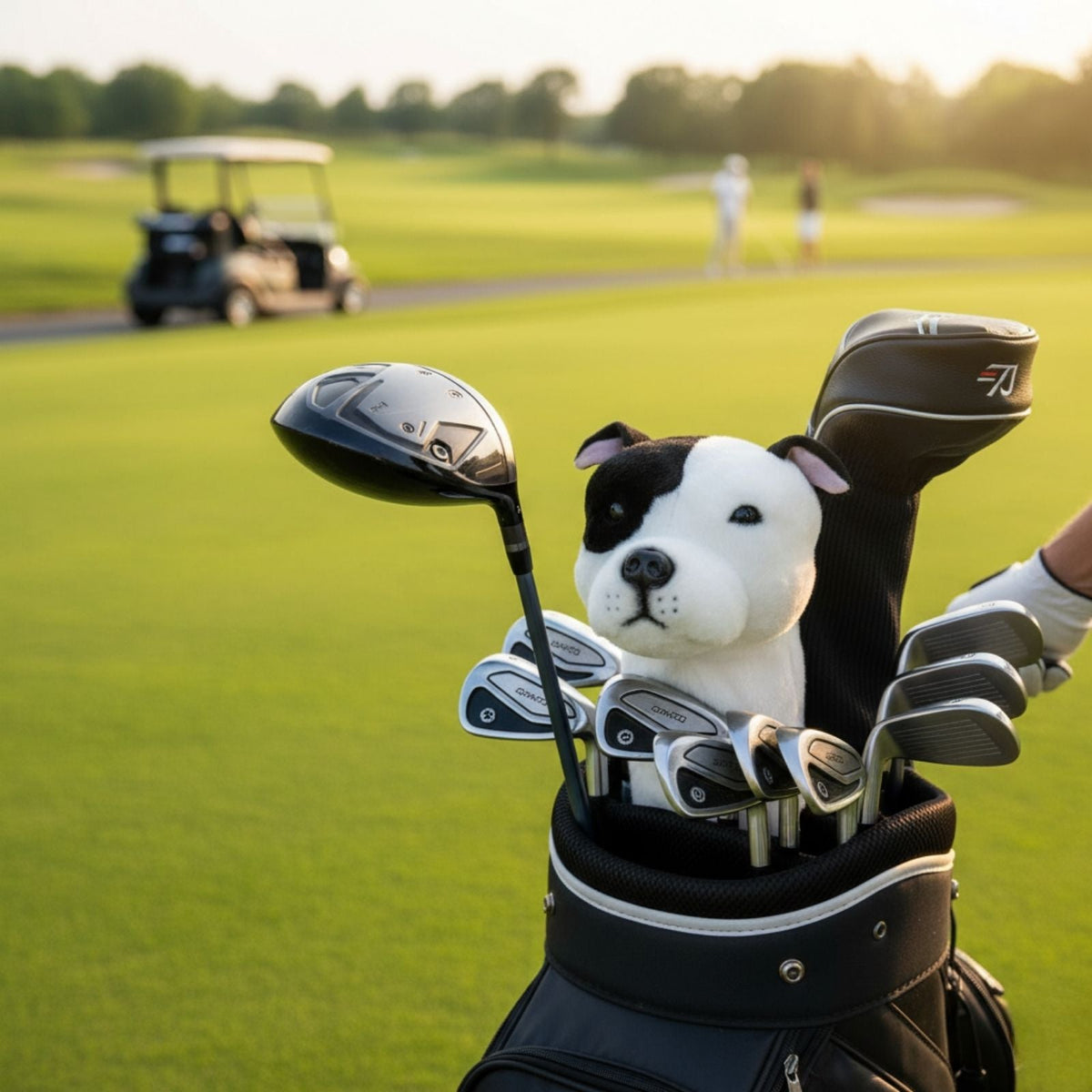 Bocchetta Staffy Plush Golf Club Head Cover - White/Black (Novelty Animal Golfer Gift)