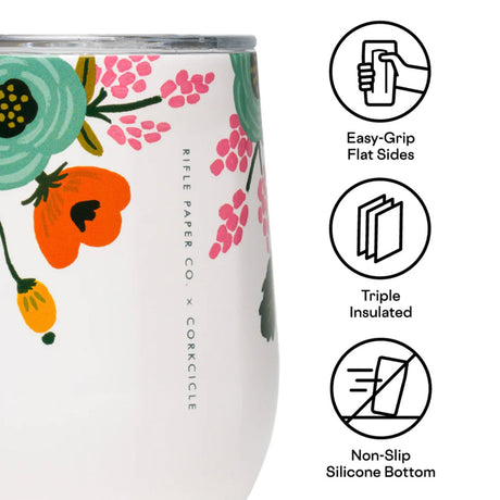 Corkcicle Stemless - 340ml Rifle Paper - Garden Party Cream