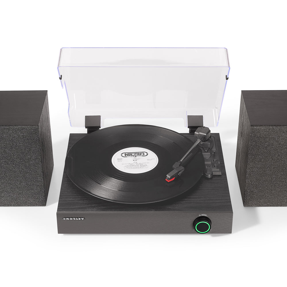 Crosley Zane 3-Speed Bluetooth Record Player Turntable with Matching Stereo Speakers - Black