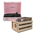 Crosley Cruiser Bluetooth Portable Turntable - Blush Pink + Bundled Crosley Record Storage Crate