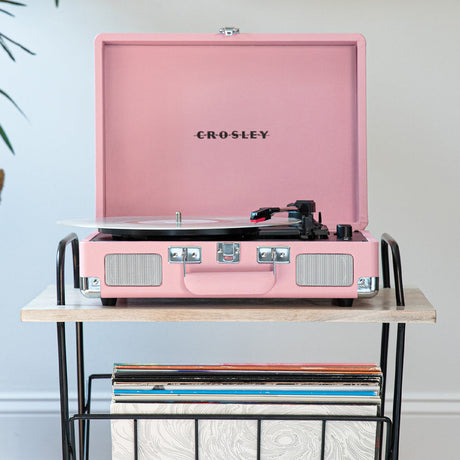 Crosley Cruiser Bluetooth Portable Turntable - Blush Pink + Bundled Crosley Record Storage Crate