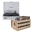 Crosley Cruiser Bluetooth Portable Turntable - Silver + Bundled Crosley Record Storage Crate