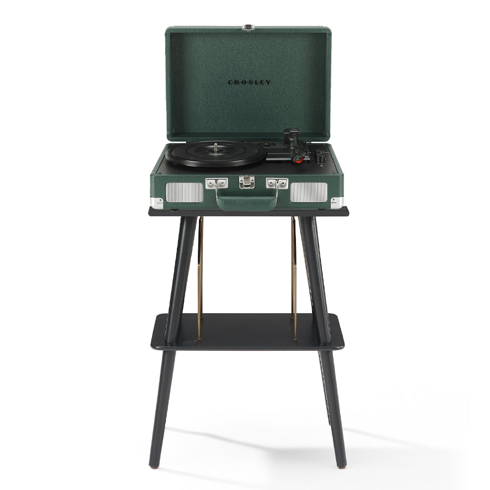Crosley Cruiser Bluetooth Portable Turntable - Emerald Green + Crosley Entertainment Stand Bundle