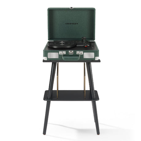 Crosley Cruiser Bluetooth Portable Turntable - Emerald Green + Crosley Entertainment Stand Bundle