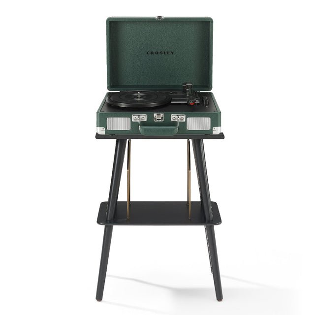Crosley Cruiser Bluetooth Portable Turntable - Emerald Green + Crosley Entertainment Stand Bundle