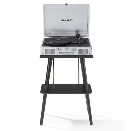 Crosley Cruiser Bluetooth Portable Turntable - Silver + Crosley Entertainment Stand Bundle