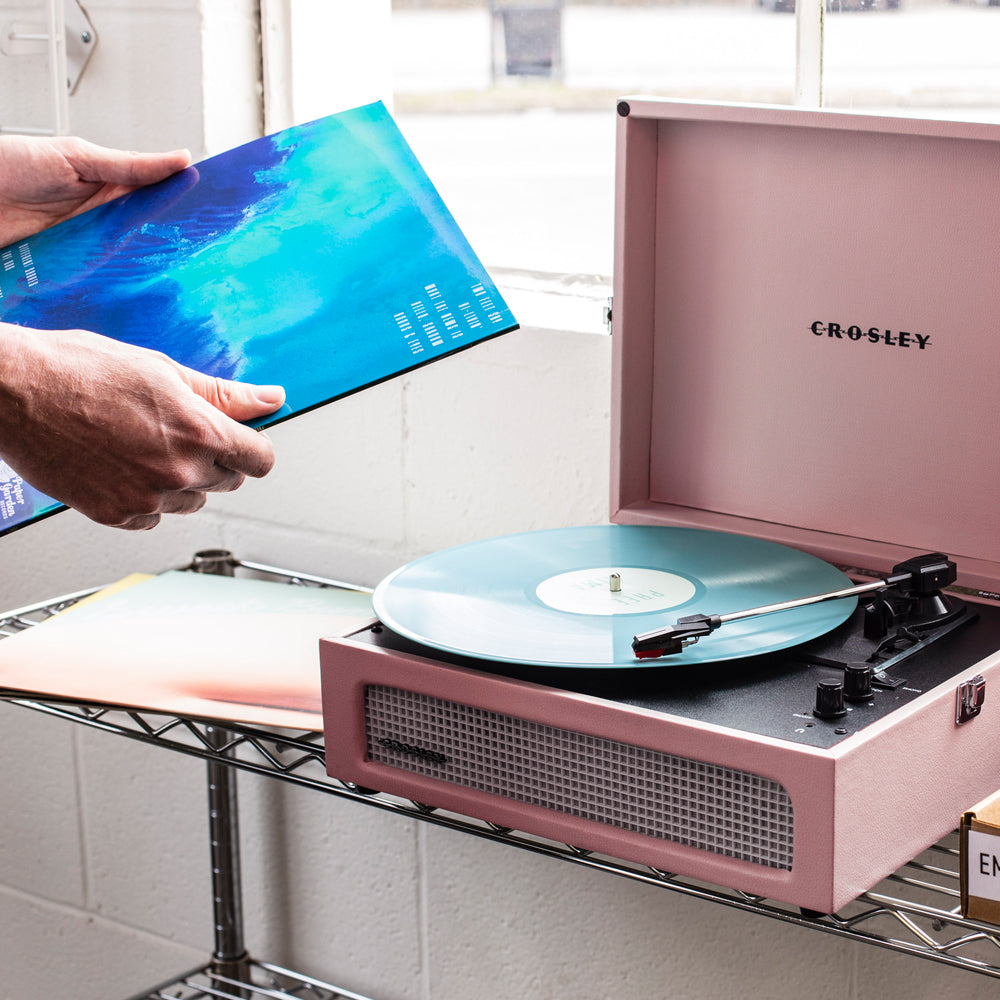 Crosley Voyager Bluetooth Portable Turntable - Amethyst + Bundled Majority D40X Bluetooth Speakers - Black