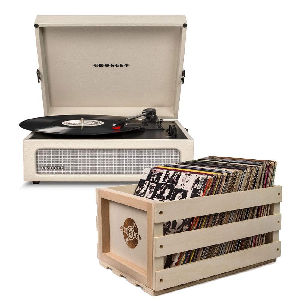 Crosley Voyager Dune - Bluetooth Portable Turntable & Record Storage Crate