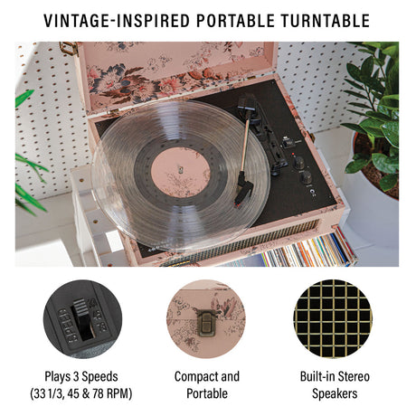 Crosley Voyager Bluetooth Portable Turntable - Floral