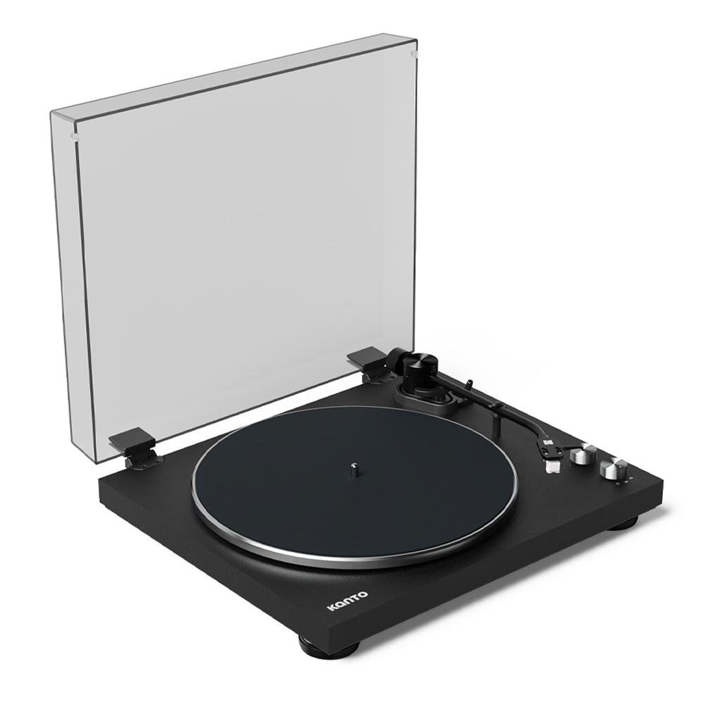 Kanto OBI3 Turntable - Matte Black with Kanto ORA 100W Powered Speakers