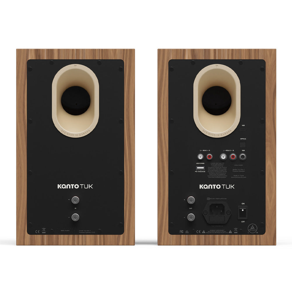 Kanto TUK (2nd Gen) Passive Speaker System with AMT Tweeter & 5.25" Concave Aluminium Woofer - Matte Walnut with Rose Gold