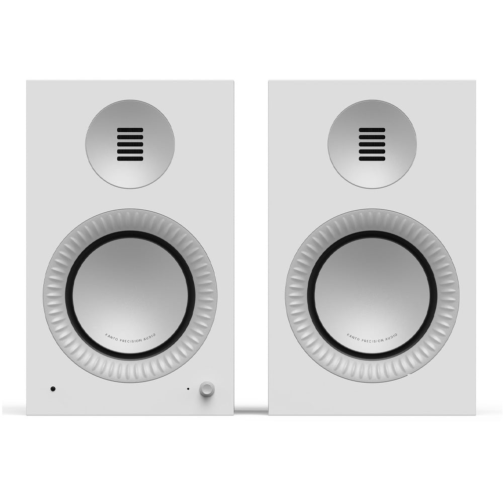 Kanto TUK (2nd Gen) Grand 320W Powered Speaker System with Bluetooth 5.4, Dual RCA & USB-C Inputs - Matte White with Aluminium