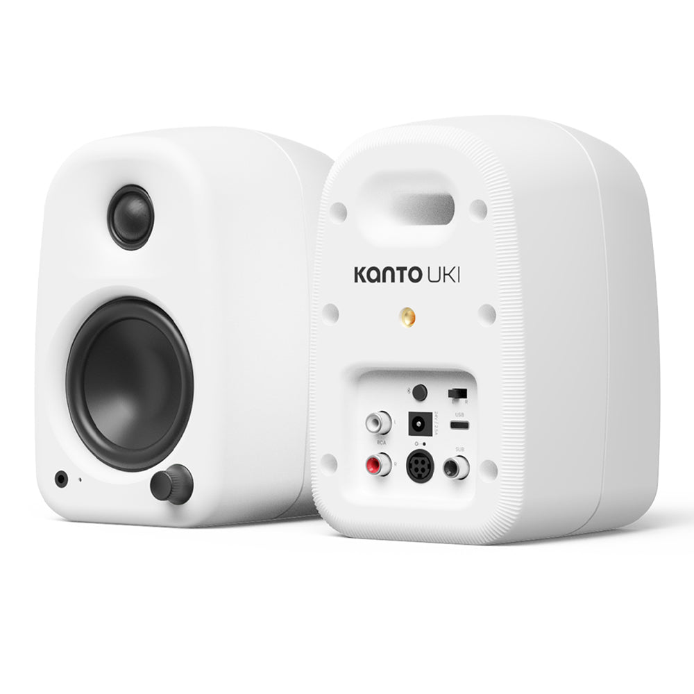 Kanto UKI 100W Desktop Speakers - Chalk (Matte White), Pair (with Bluetooth, USB-C, Headphone out)