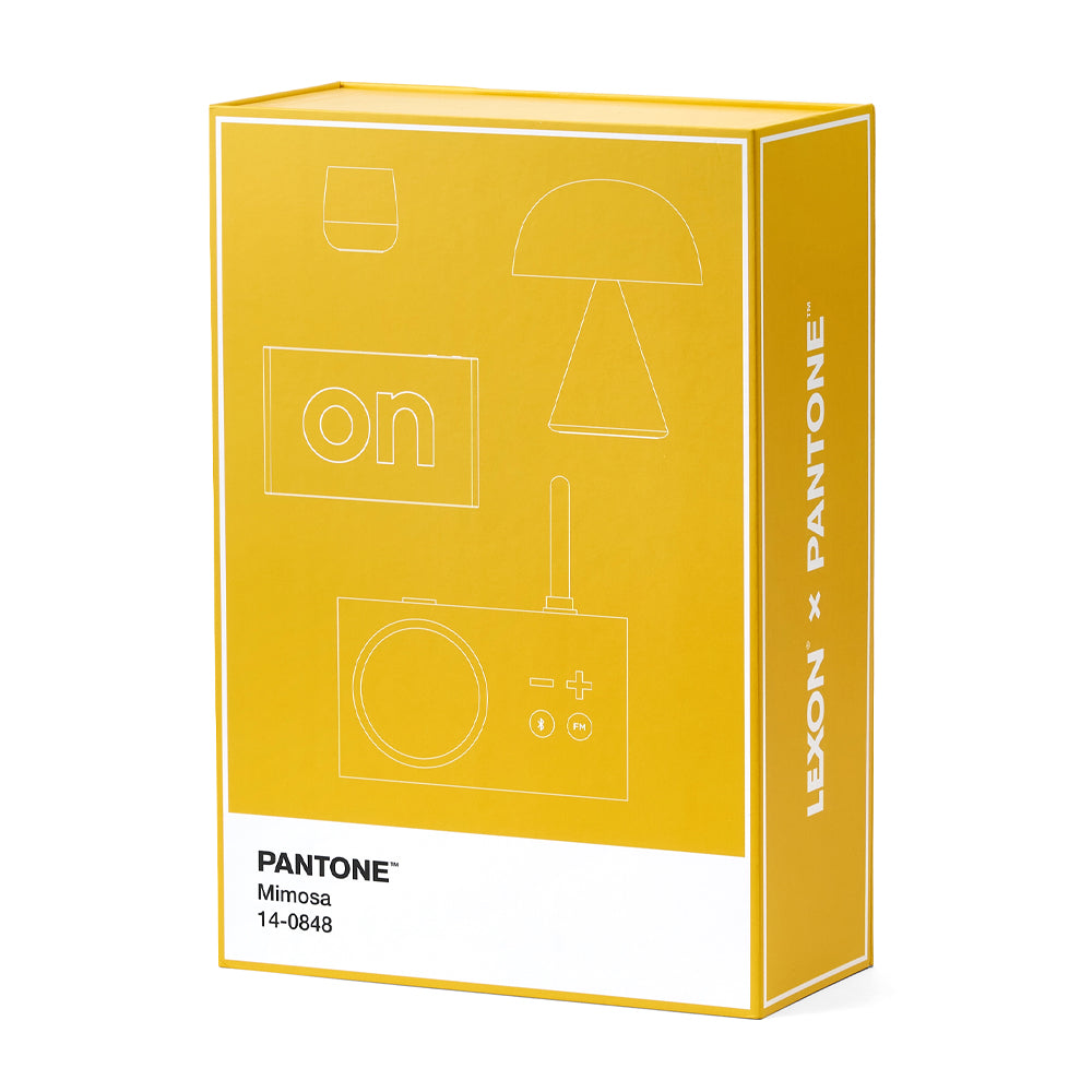 Lexon GIFT Set PANTONE - Yellow - Includes Mino+ Mini Speaker, Flip Classic Clock, Mina M Lamp, Thykho 3 Speaker