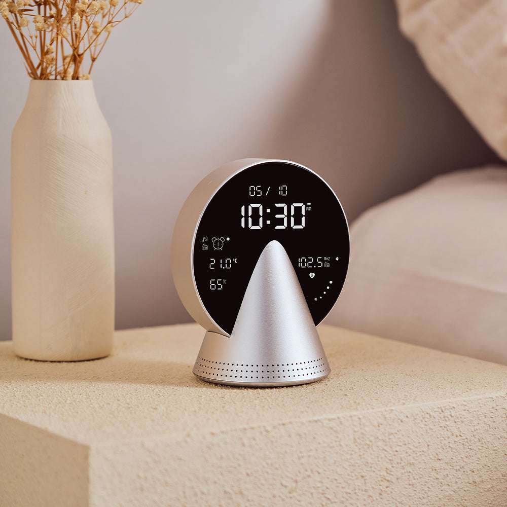 Lexon Conic Radio Alarm Clock - Alu Polish (With Fm & Built-In Bluetooth Speaker)